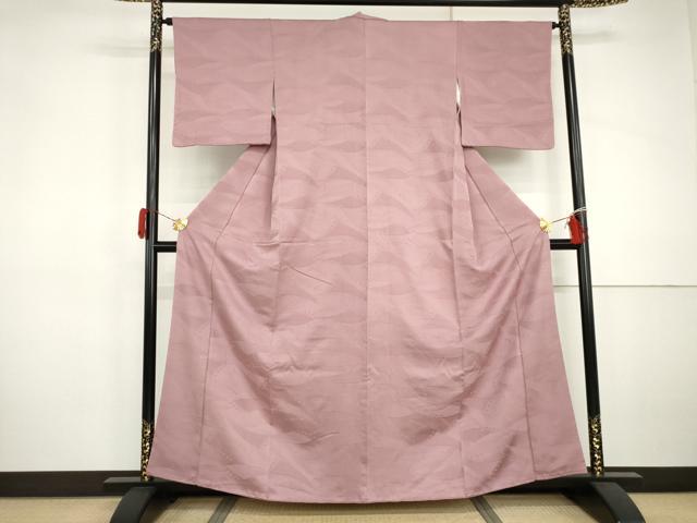 平和屋着物●上質な色無地 舞花地紋 菖蒲色 正絹 逸品 AABJ0958cs
