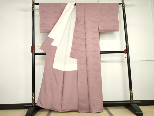 平和屋着物●上質な色無地 舞花地紋 菖蒲色 正絹 逸品 AABJ0958cs