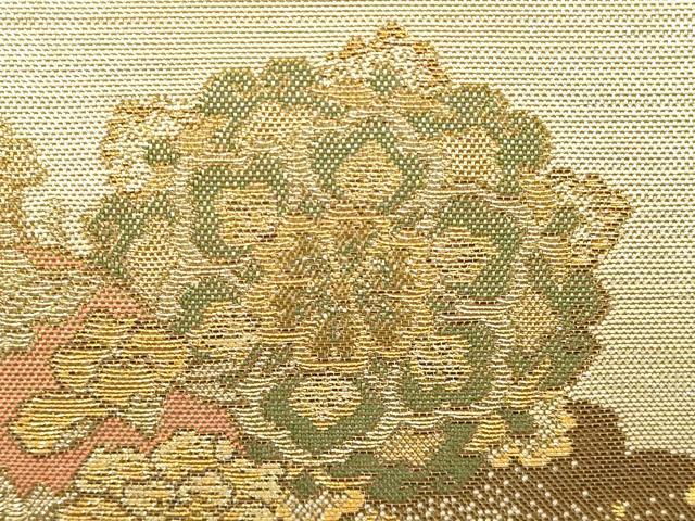 平和屋着物▼和装小物 和装バッグ ハンドバッグ 花丸文 金糸 逸品 AABJ0968ay