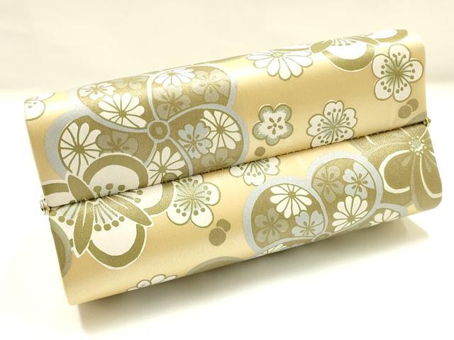平和屋着物▼和装小物 和装バッグ ハンドバッグ 舞花文 捻梅 菊 金彩 逸品 AABJ0972ay