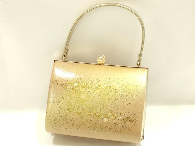 平和屋着物▼和装小物 和装バッグ 地紙花文 箔散らし 金彩 逸品 AABJ0976ay