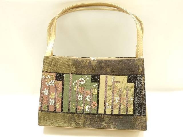 平和屋着物▼和装小物 和装バッグ ハンドバッグ 源氏香花文 金銀糸 逸品 AABJ0978ay