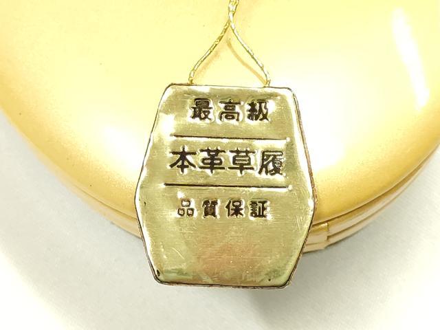 平和屋着物▼和装小物 和装草履 金鷲本舗 東京謹製 キンワシ印 エナメル 黄×朱 本革製品 逸品 未使用 AABJ0985ay