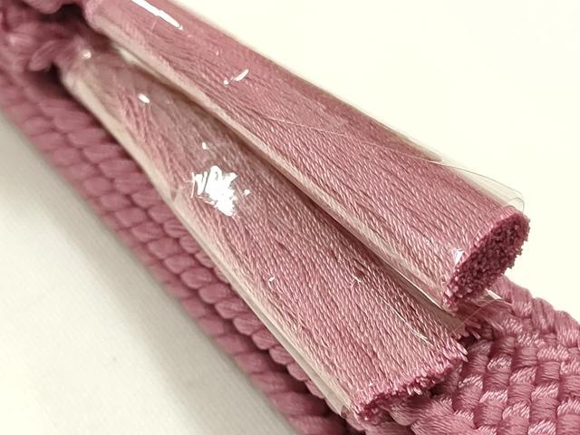 平和屋着物●和装小物 帯締め・帯揚げセット 高麗組 薄紅梅色 縮緬 逸品 未使用 AABJ0995ay
