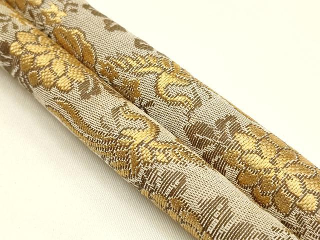 平和屋着物▼和装小物 帯締め・抱え帯セット 丸ぐけ 花鳥文 鳳凰 菊 金糸 逸品 AABJ1018ay