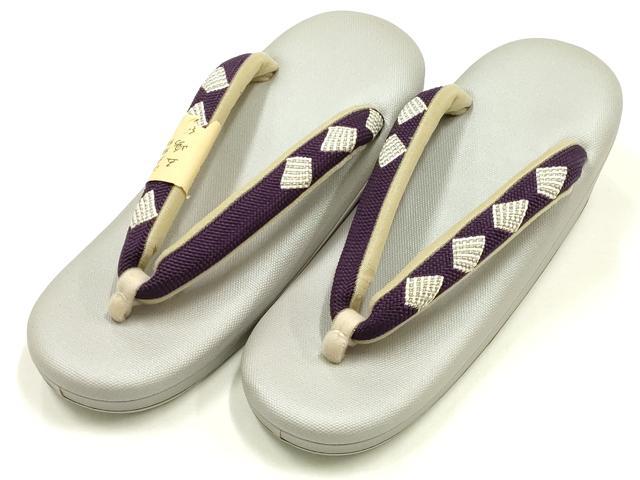 平和屋着物●和装小物 和装草履 鼻緒:五嶋紐 菱 金銀糸 Lサイズ 逸品 未使用 AABJ1022ay