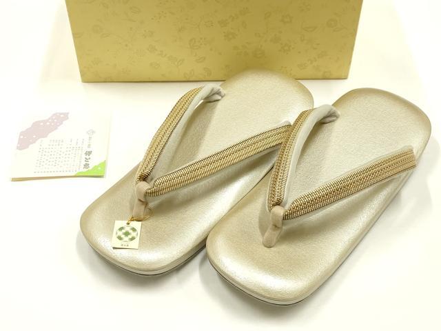 平和屋着物●男性 和装小物 草履 伊と忠 ゴールド 逸品 未使用 AABJ1027ay