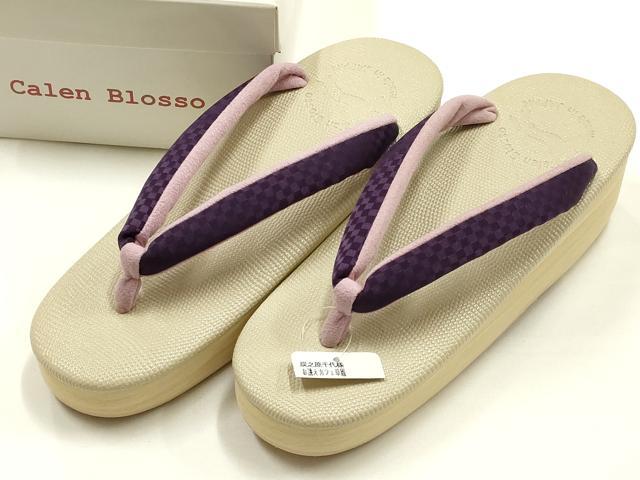 平和屋着物●新品 和装小物 菱屋 Calen Blosso カレンブロッソ カフェ草履 鼻緒:市松模様 逸品 AABJ1030ay