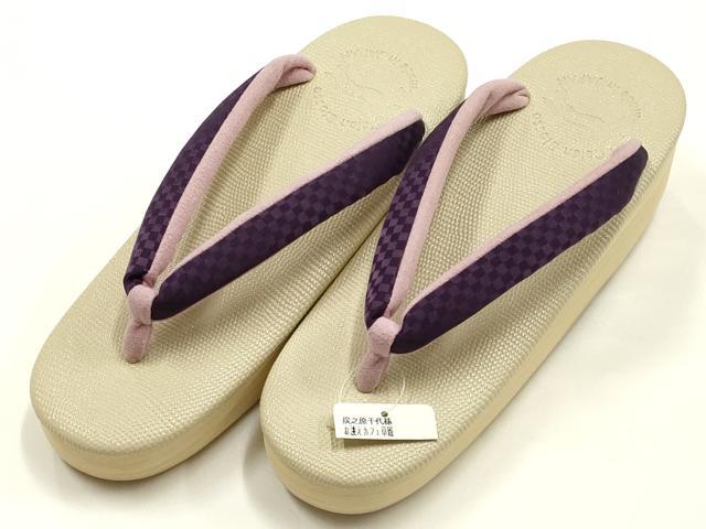 平和屋着物●新品 和装小物 菱屋 Calen Blosso カレンブロッソ カフェ草履 鼻緒:市松模様 逸品 AABJ1030ay
