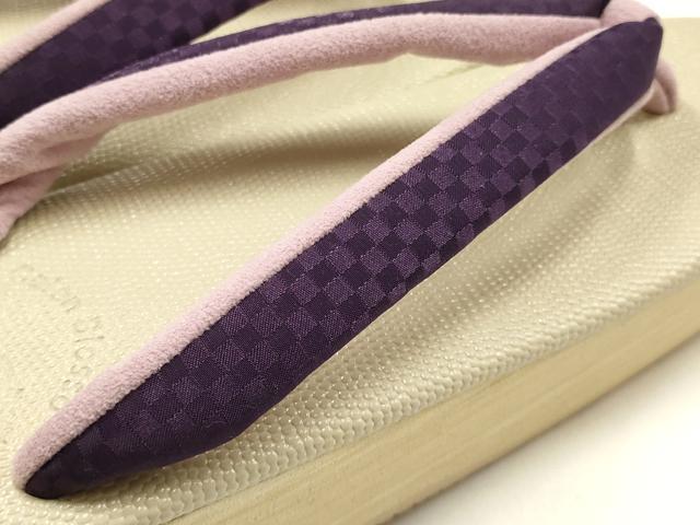 平和屋着物●新品 和装小物 菱屋 Calen Blosso カレンブロッソ カフェ草履 鼻緒:市松模様 逸品 AABJ1030ay