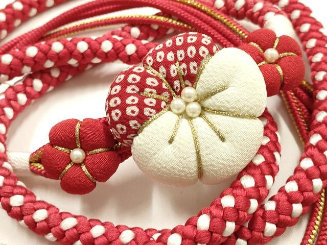 平和屋着物●和装小物 振袖用帯締め 装飾 ちりめん細工 パール 金糸 逸品 AABJ1038ay