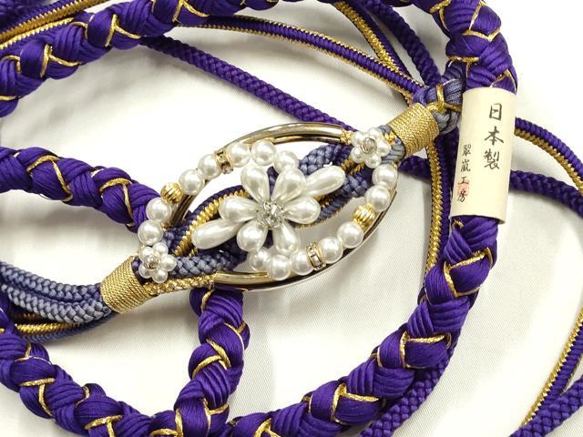 平和屋着物●和装小物 振袖用帯締め 翠嵐工房 装飾 パール ラインストーン 金糸 撚り房 逸品 未使用 AABJ1050ay