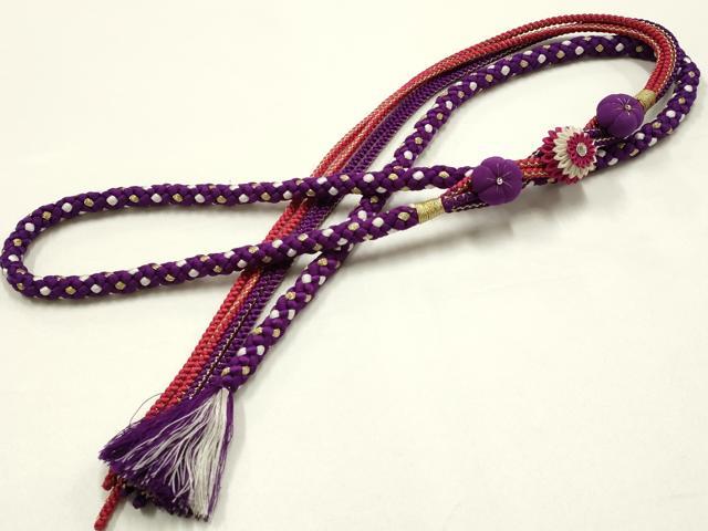 平和屋着物●和装小物 振袖用帯締め 装飾 つまみ細工 ちりめん細工 ラインストーン 金糸 逸品 AABJ1054ay