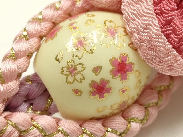 平和屋着物●和装小物 振袖用帯締め 装飾 つまみ細工 飾り玉 パール 金糸 撚り房 逸品 未使用 AABJ1077ay