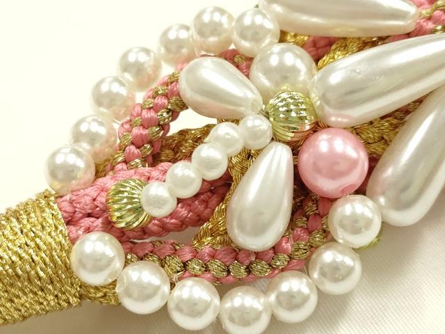 平和屋着物●和装小物 振袖用帯締め 装飾 パール ビーズ 金糸 逸品 AABJ1080ay