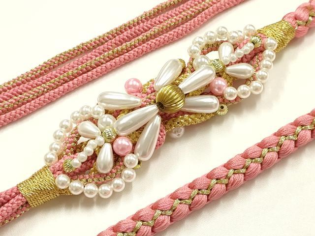 平和屋着物●和装小物 振袖用帯締め 装飾 パール ビーズ 金糸 逸品 AABJ1080ay