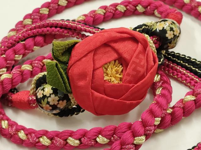 平和屋着物●和装小物 振袖用帯締め 装飾 ちりめん細工 飾り玉 金糸 逸品 AABJ1081ay