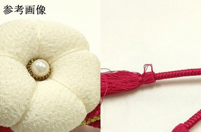 平和屋着物●和装小物 振袖用帯締め 装飾 ちりめん細工 パール 梅松 金糸 逸品 AABJ1082ay