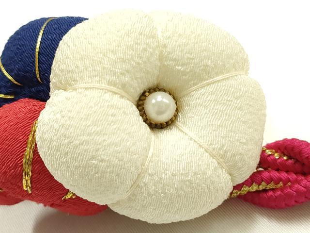 平和屋着物●和装小物 振袖用帯締め 装飾 ちりめん細工 パール 梅松 金糸 逸品 AABJ1082ay