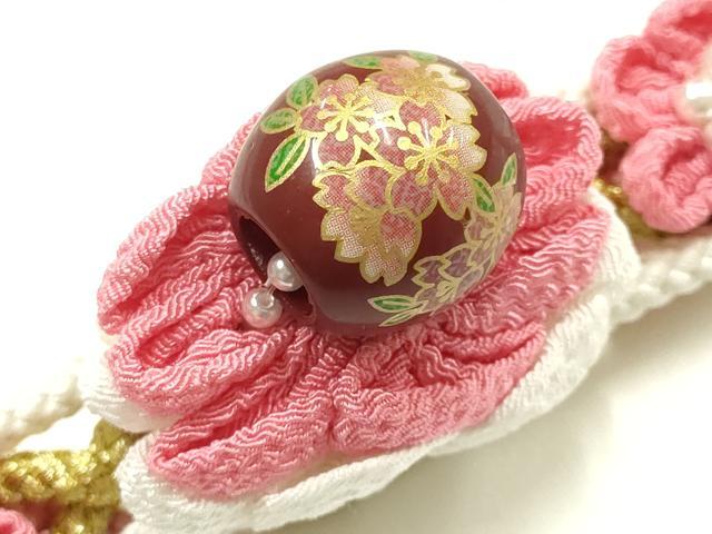 平和屋着物●和装小物 振袖用帯締め 装飾 飾り玉 つまみ細工 ビーズ 金糸 撚り房 逸品 未使用 AABJ1085ay