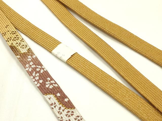 平和屋本店●和装小物 帯締め・帯揚げセット 高麗組 暈し 霞文 金糸 逸品 未使用 AABJ1117ay