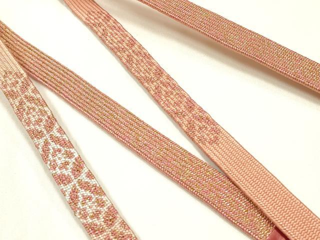平和屋本店●和装小物 帯締め・帯揚げセット 高麗組 刺繍 草花文 金糸 暈し染め 逸品 未使用 AABJ1120ay
