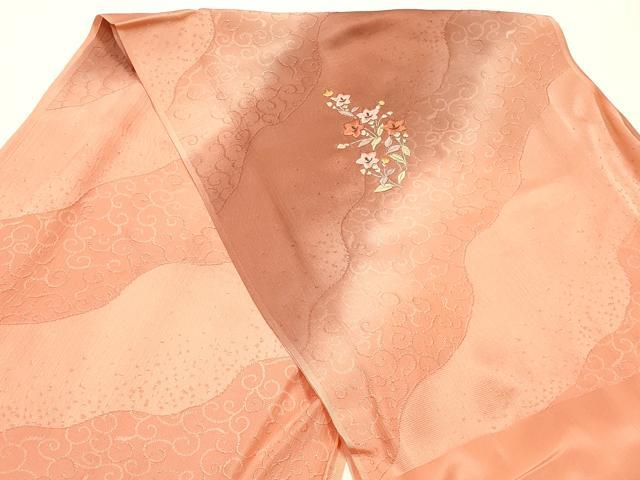 平和屋本店●和装小物 帯締め・帯揚げセット 高麗組 刺繍 草花文 金糸 暈し染め 逸品 未使用 AABJ1120ay
