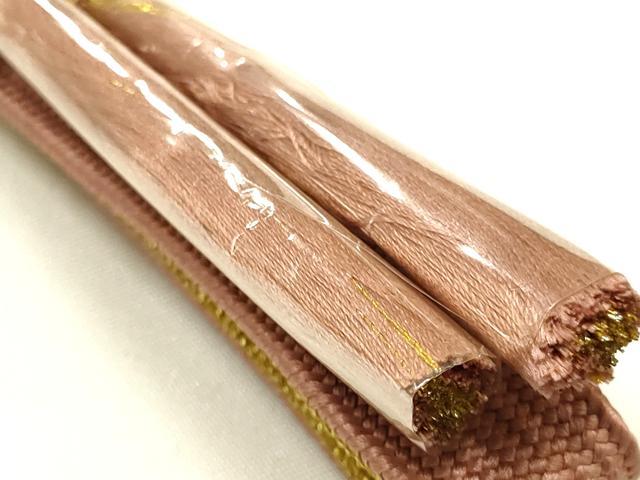 平和屋本店●和装小物 帯締め・帯揚げセット 高麗組 綾出し 草花文 金糸 金彩 暈し 逸品 未使用 AABJ1122ay
