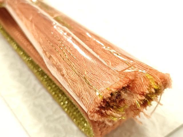 平和屋本店●和装小物 帯締め・帯揚げセット 高麗組 綾出し 草花文 金糸 金銀彩 暈し染め 逸品 未使用 AABJ1127ay