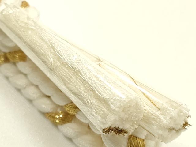 平和屋本店●和装小物 帯締め・帯揚げ・扇子セット 礼装用 平組 舞花文 金糸 亀房付き 逸品 未使用 AABJ1140ay