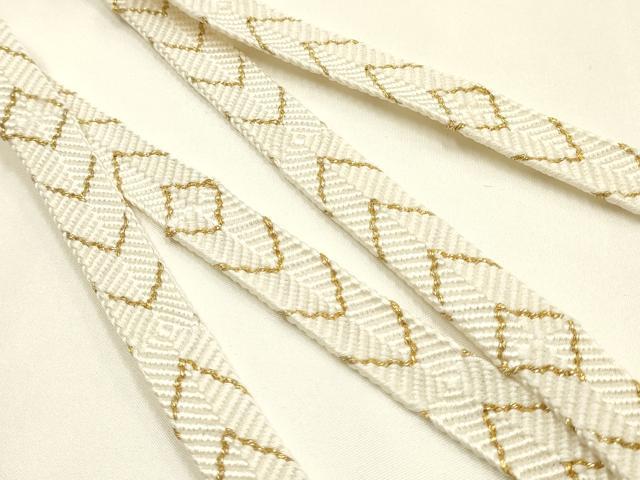 平和屋本店●和装小物 帯締め・帯揚げ・扇子セット 礼装用 笹浪組 刺繍 扇花文 金糸 金彩 亀房付き 逸品 未使用 AABJ1141ay