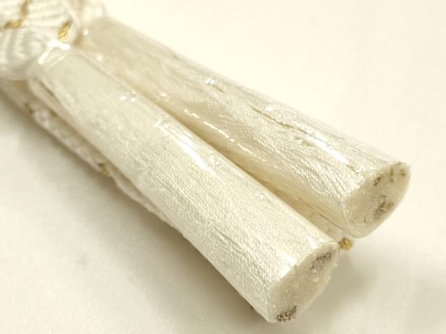 平和屋本店●和装小物 帯締め・帯揚げ・扇子セット 礼装用 笹浪組 刺繍 扇花文 金糸 金彩 亀房付き 逸品 未使用 AABJ1141ay
