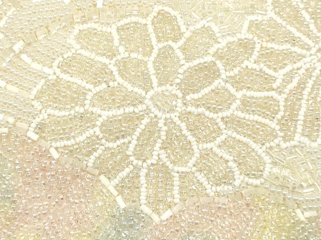 平和屋着物▼和装小物 和装バッグ ハンドバッグ ビーズバッグ 花柄 菊 逸品 AABJ1151ay