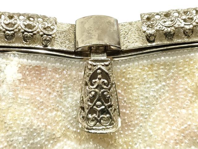 平和屋着物▼和装小物 和装バッグ ハンドバッグ ビーズバッグ 花柄 菊 逸品 AABJ1151ay