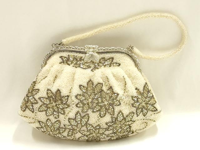 平和屋着物▼和装小物 和装バッグ ハンドバッグ ビーズバッグ 花柄 逸品 AABJ1155ay
