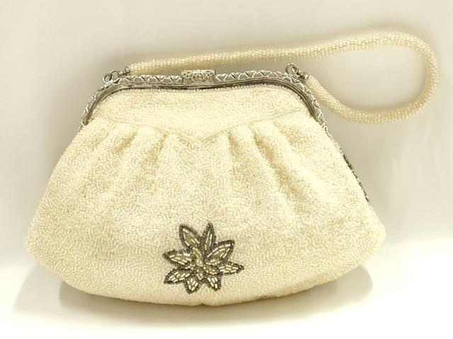 平和屋着物▼和装小物 和装バッグ ハンドバッグ ビーズバッグ 花柄 逸品 AABJ1155ay