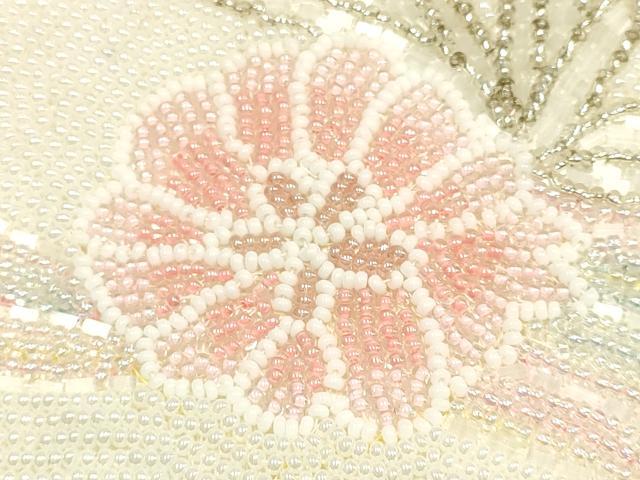 平和屋着物▼和装小物 和装バッグ ハンドバッグ ビーズバッグ 花柄 がま口 逸品 AABJ1158ay