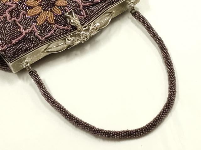 平和屋着物▼和装小物 和装バッグ ハンドバッグ ビーズバッグ 花柄 逸品 AABJ1166ay