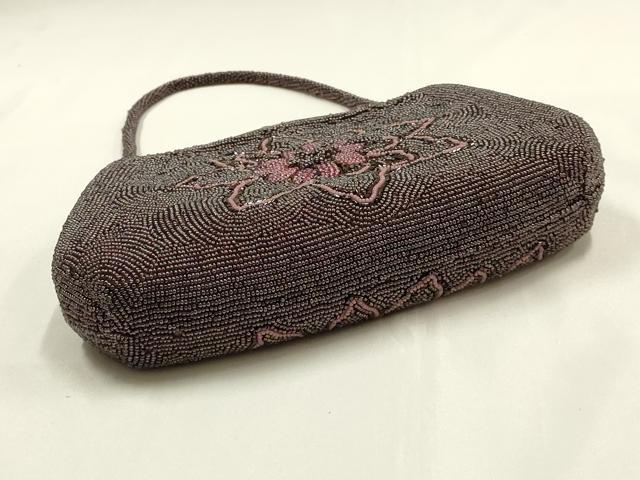 平和屋着物▼和装小物 和装バッグ ハンドバッグ ビーズバッグ 花柄 逸品 AABJ1166ay