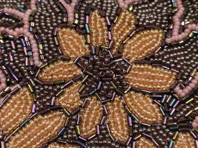 平和屋着物▼和装小物 和装バッグ ハンドバッグ ビーズバッグ 花柄 逸品 AABJ1166ay