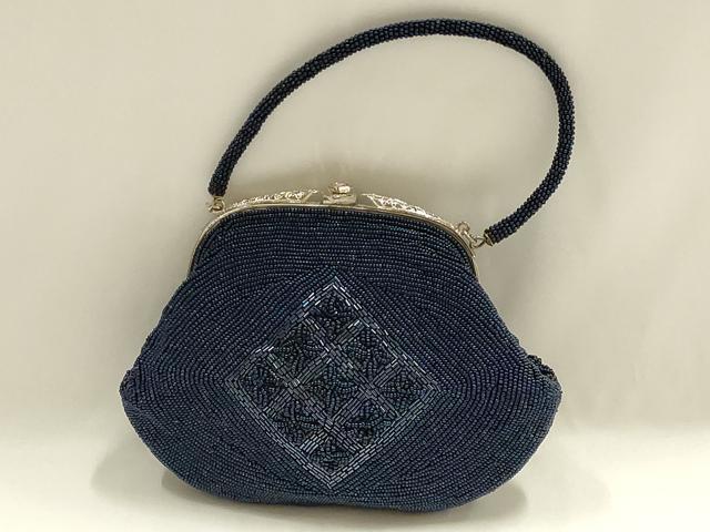 平和屋着物▼和装小物 和装バッグ ハンドバッグ ビーズバッグ 斜め格子 逸品 AABJ1170ay