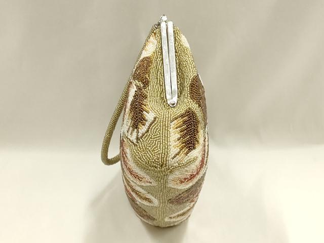 平和屋着物▼和装小物 和装バッグ ハンドバッグ ビーズバッグ 葉尽くし 逸品 AABJ1171ay