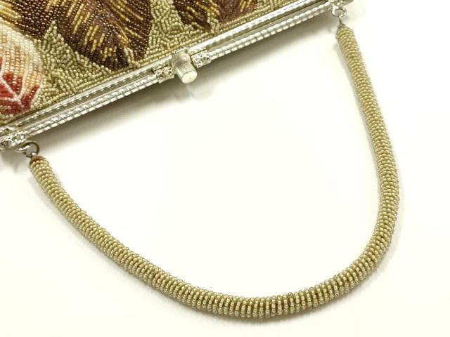 平和屋着物▼和装小物 和装バッグ ハンドバッグ ビーズバッグ 葉尽くし 逸品 AABJ1171ay