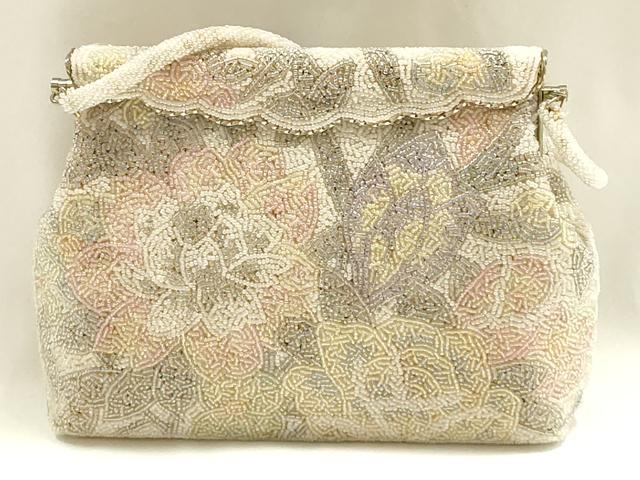 平和屋着物▼和装小物 和装バッグ ハンドバッグ ビーズバッグ 花柄 逸品 AABJ1177ay