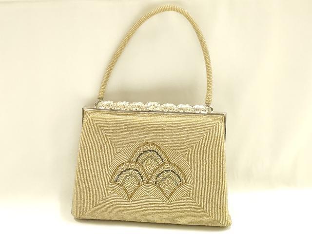 平和屋着物▼和装小物 和装バッグ ハンドバッグ ビーズバッグ 青海波 逸品 AABJ1178ay