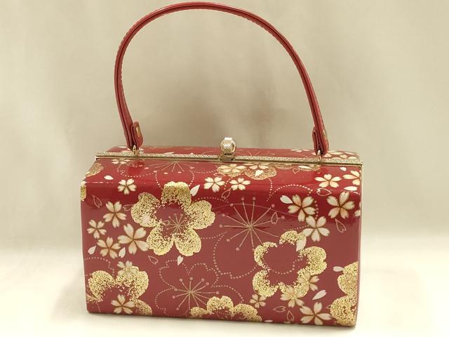 平和屋着物▼和装小物 和装バッグ ハンドバッグ 舞花文 桜 金彩 逸品 AABJ1187ay