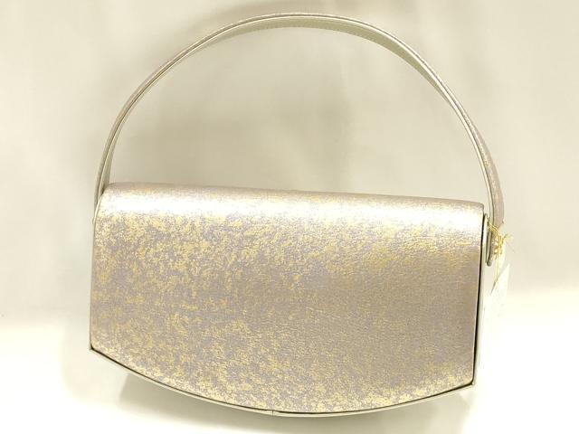 平和屋着物▼和装小物 和装バッグ ハンドバッグ 金彩 皮製品 逸品 未使用 AABJ1189ay