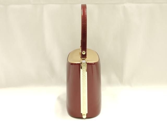 平和屋着物▼和装小物 和装バッグ ハンドバッグ エナメル 赤×金 逸品 AABJ1198ay