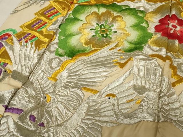 平和屋本店●色打掛 和装 結婚式 婚礼 神社挙式 花嫁 総刺繍 扇面飛鶴花文 十二単風 金銀糸 逸品 AABJ1209ou