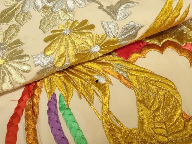 平和屋本店●色打掛 和装 結婚式 婚礼 神社挙式 花嫁 総刺繍 扇面飛鶴花文 十二単風 金銀糸 逸品 AABJ1209ou